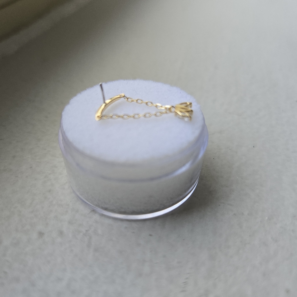 14k yellow gold single threadless end - Picture 4 of 6